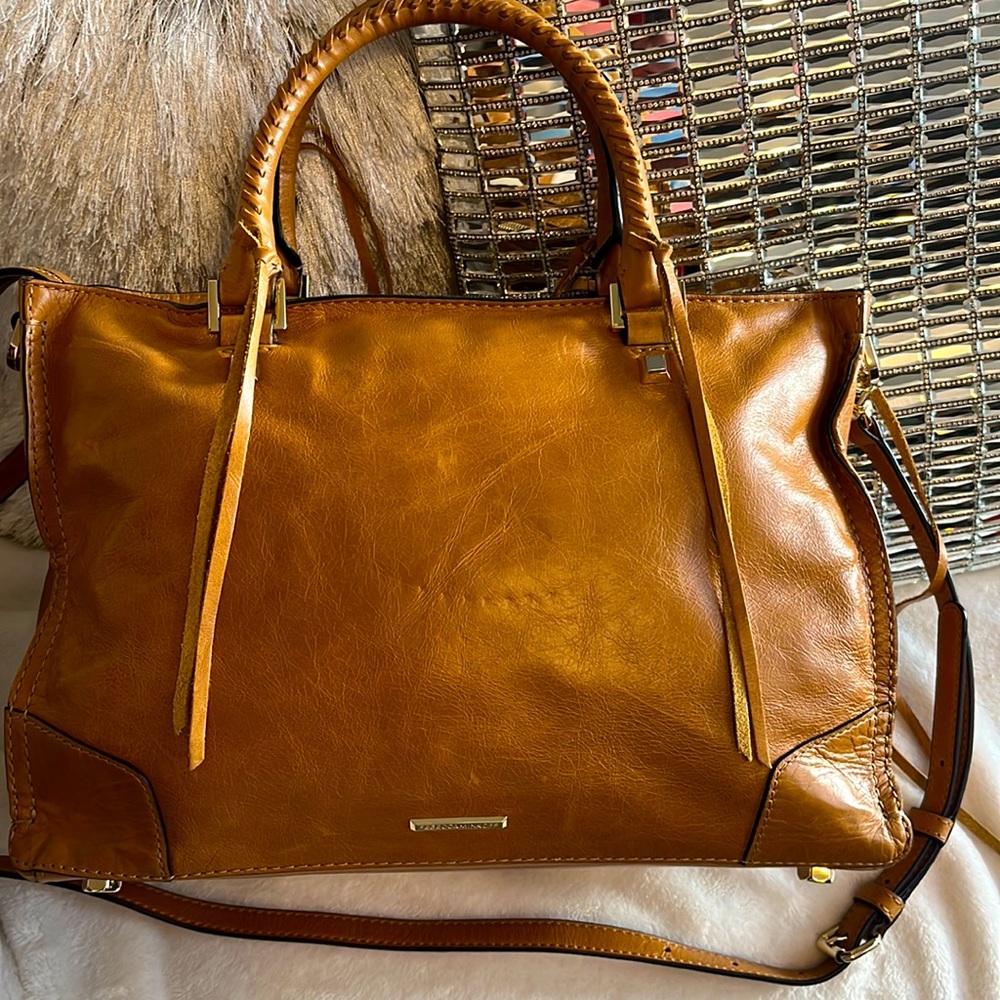 Women's Classic Tan Leather Satchel Bag